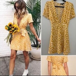 Lulu's Yellow Floral Mini Dress